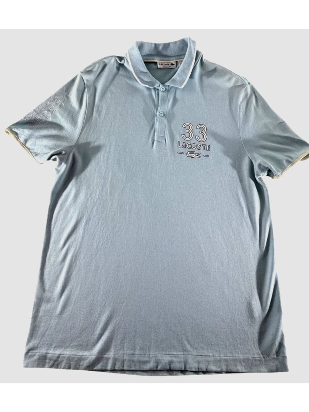Lacoste Men's XL Blue 33 Graphic Polo Shirt Regular Fit Cotton Stretch Peru Logo